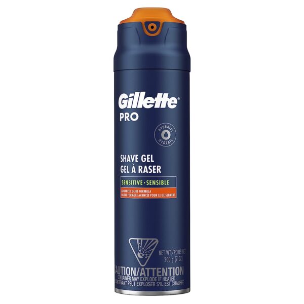 Gillette PRO Shaving Gel For Men Cools To Soothe Skin And Hydrates Facial Hair, 7oz, ProGlide Sensitive 2 in 1 Shave Gel