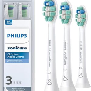 Philips Sonicare Genuine C2 Optimal Plaque Control Toothbrush Heads, 3 Brush Heads, White, HX9023/65