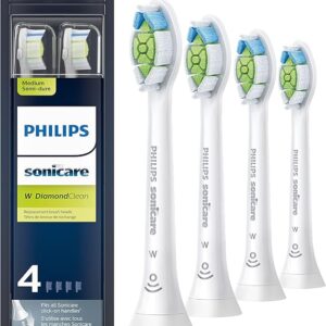 Philips Sonicare Genuine W DiamondClean Replacement Toothbrush Heads, 4 Brush Heads, White, HX6064/65